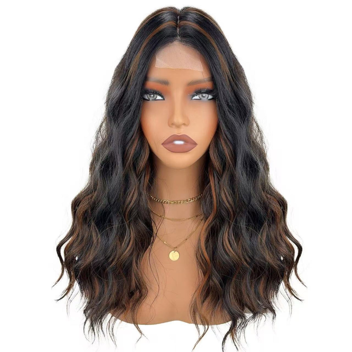 Long wavy lace front wig style view 2