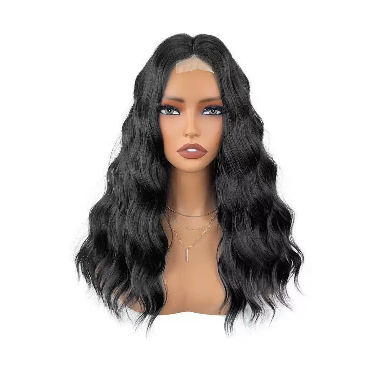 Long wavy lace front wig in chocolate brown