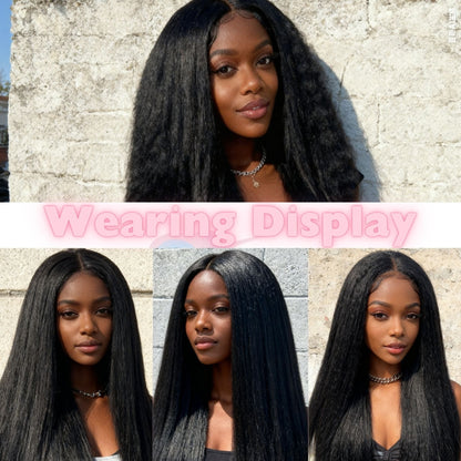 Kinky Straight Long Wig Natural Black – Front View on Mannequin