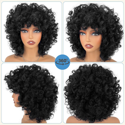Short curly wig lifestyle model close-up shots