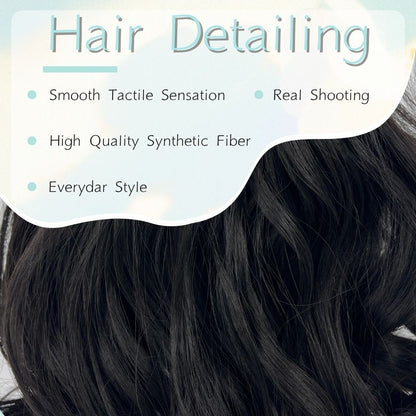 Hair detailing close-up of synthetic fiber ponytail
