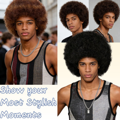 Men's Afro Wig 360 View on Mannequin