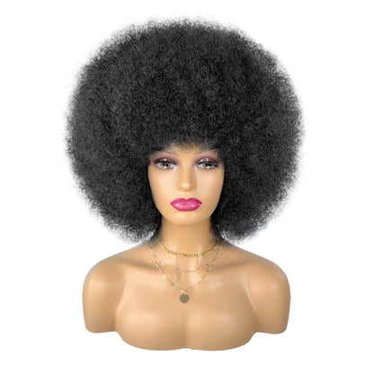 Big Afro Wig – Jet Black on mannequin, white background