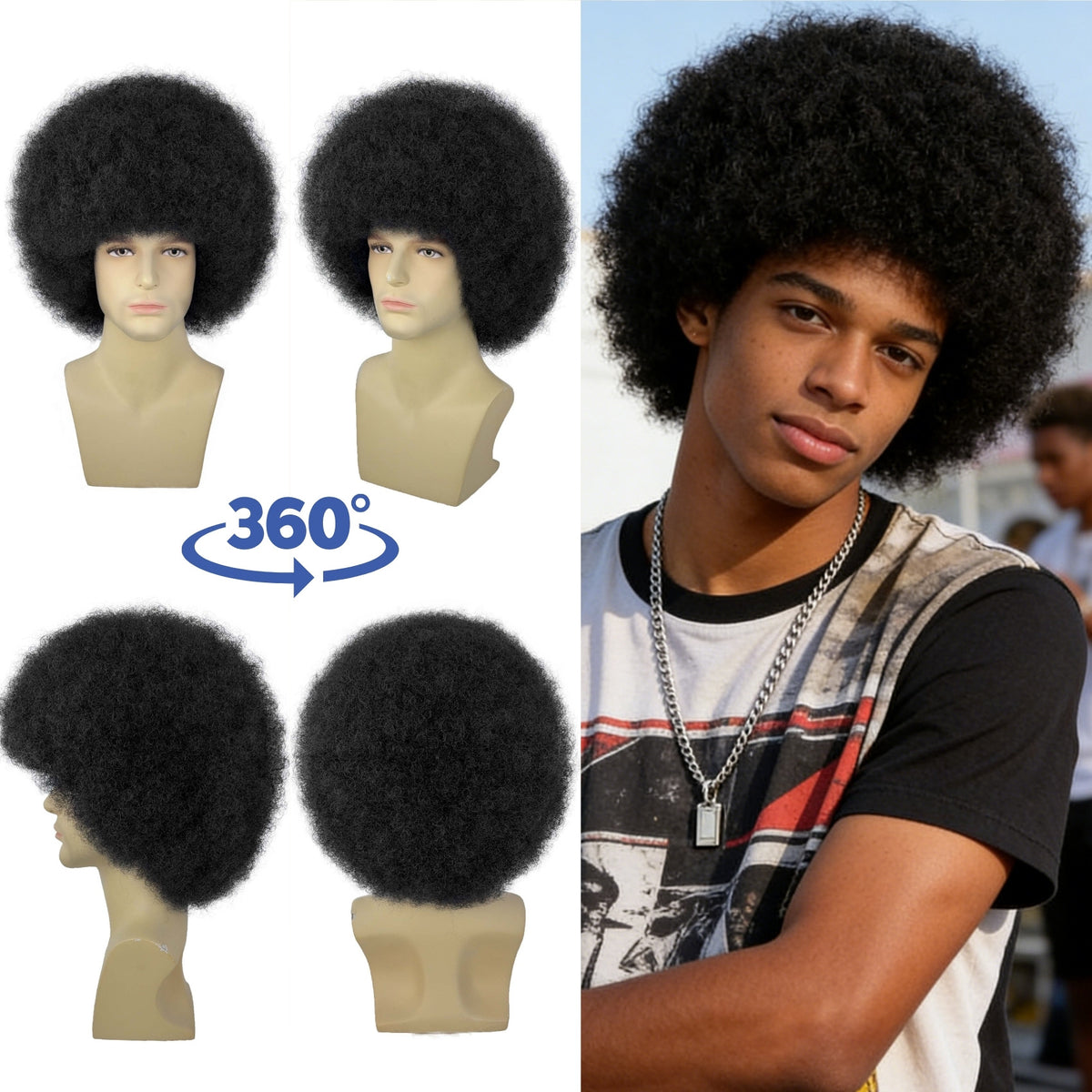 Men's Afro Wig - 4 Colors Overview