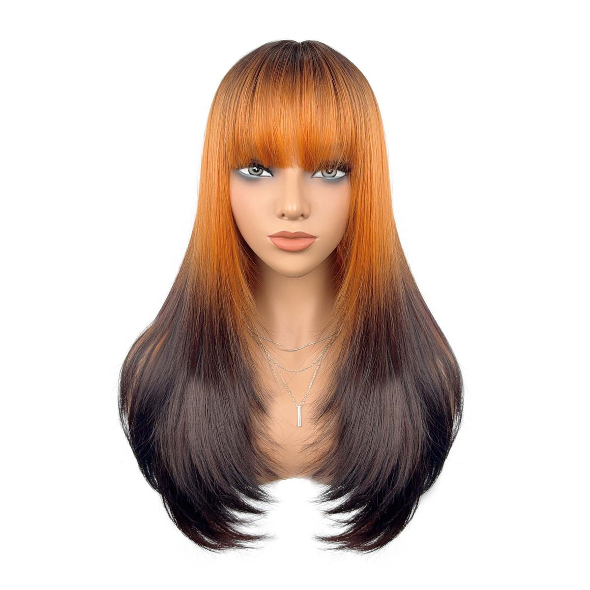 Wearing effect collage – black, orange ombre, brown highlight, blonde, caramel