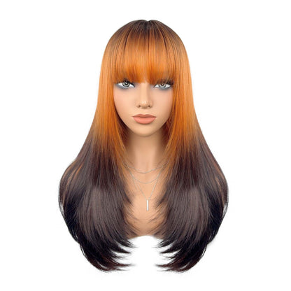 Wearing effect collage – black, orange ombre, brown highlight, blonde, caramel