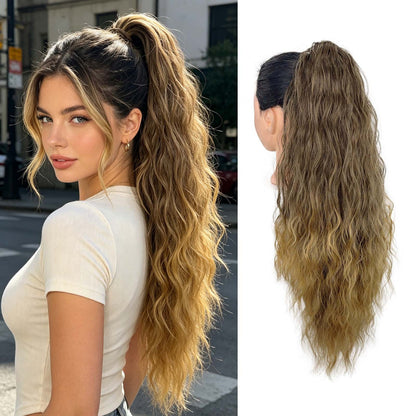 Long wavy ponytail extension additional product view