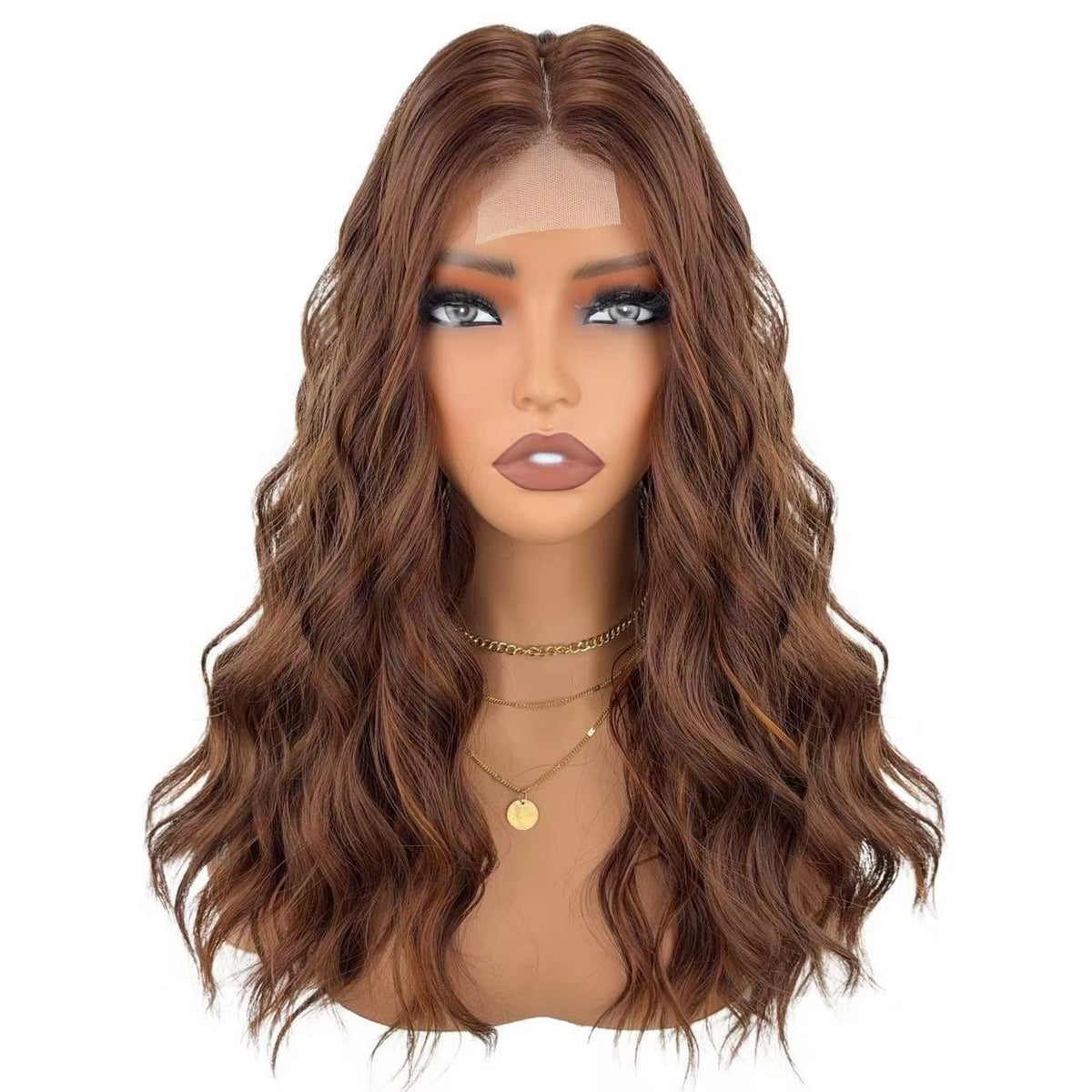 Long wavy lace front wig style view 1