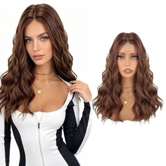Long wavy lace front wig in natural black