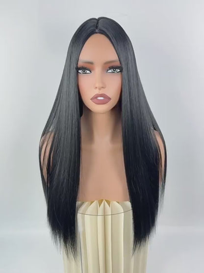 Long Straight Wig | Natural Black & Two-Tone Color Options